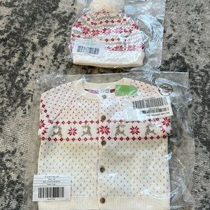 Janie and Jack sweater cardigan and hat set